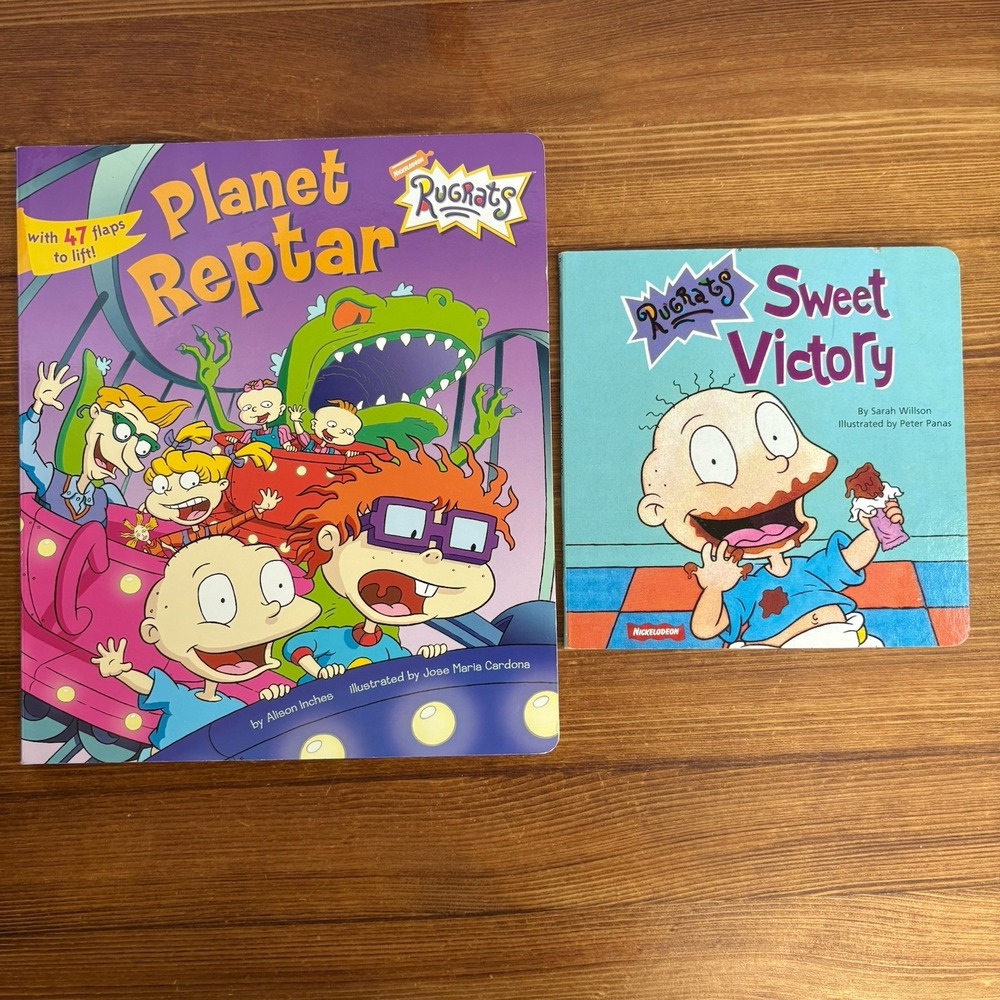 Lot of 2 Rugrats Board Books Planet Reptar Sweet Victory Lift the Flap